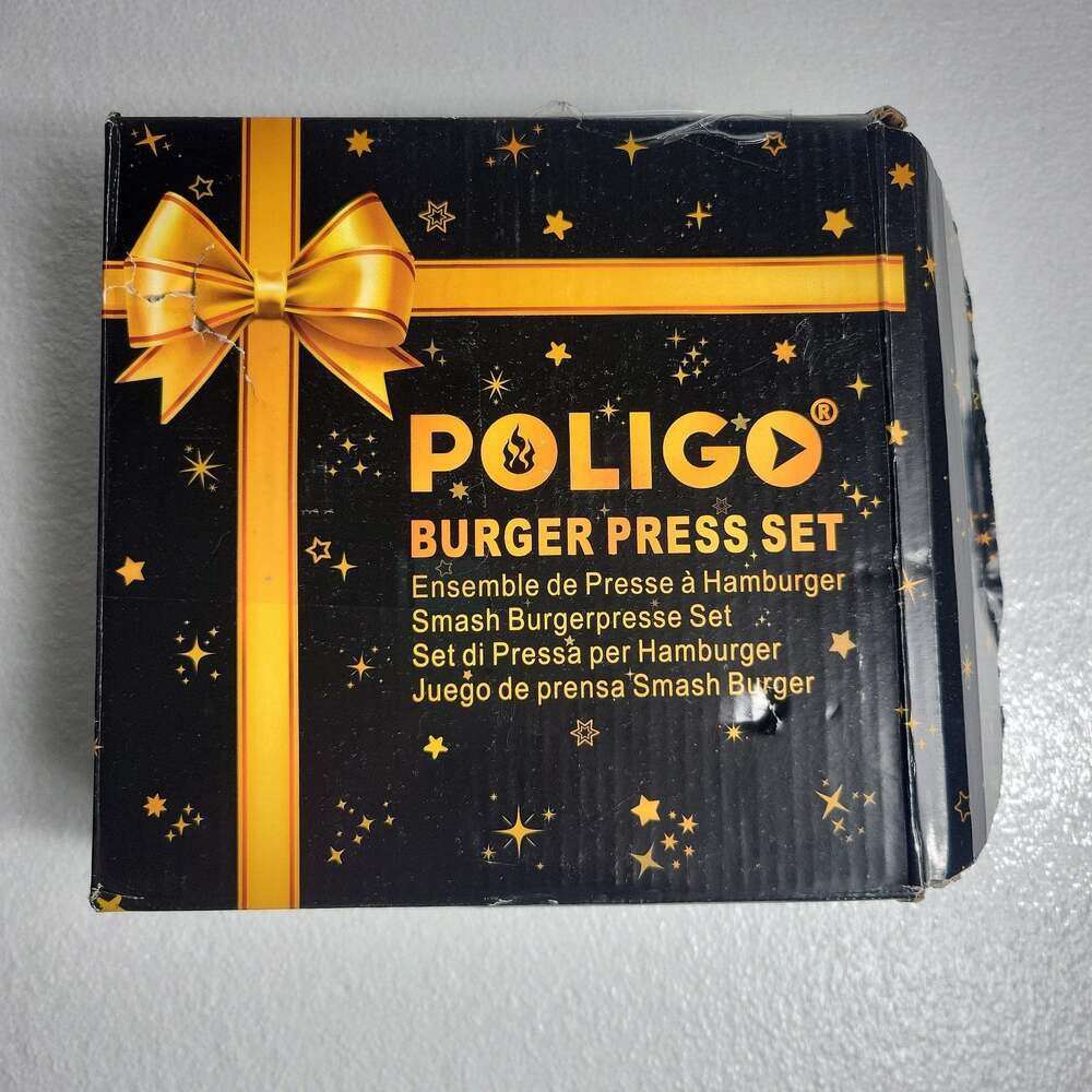 POLIGO 5PC Smash Burger Press Kit - Rectangle Press & 4-in-1 Mold